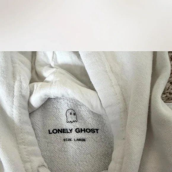 Lonely Ghost Girl Gang white graphic Hoodie Sweatshirt Womens Size Large - Picture 4 of 5